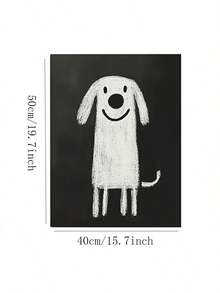 1张黑白狗狗帆布海报，无框，适合装饰客厅和卧室墙壁。送给她/他的完美节日礼物，墙面艺术装饰，适合房间装饰。无框 - 黑色 - 查看 6