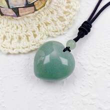 Handcarved Crystal Stone Heart Pendant Necklace For Women Love Healing Quartz Pendant With Adjustable Cord2025 - 綠色 - 查看 11