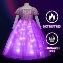 Light Up Princess Dress Girls Halloween Costume Costume Toddler Dressing Up Bithday Party, Purple - 紫色天鵝絨 - 查看 6