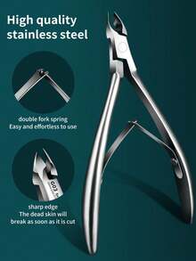 Stainless Steel Cuticle Nipper Cutters, Sharp Cuticle Pusher Recommended By Manicurists,Nail Supplies,Nail Tools,Nail Art Tools,Back To School,Nails,Nail Tools For Press On Nails - Silver - View 2