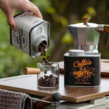 Lata Sellada de Granos de Café para Camping al Aire Libre, Caja de Almacenamiento de Lata Fresca - Negro - Ver 5