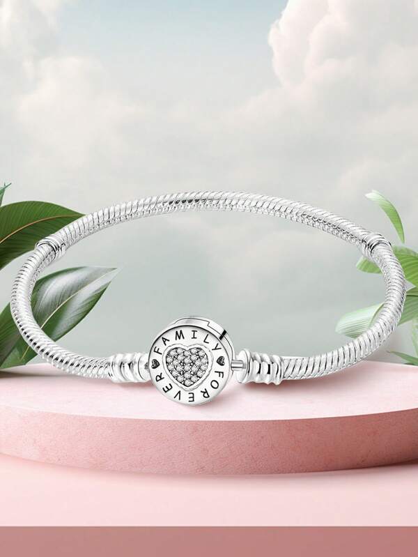 1 PC Glamorous 16-22 CM Real 925 Sterling Silver Twisted Heart Foundation Chain Bracelet For Women Party Gift Fine Ladies Jewelry