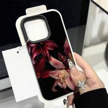 1 pieza Funda de teléfono de TPU con patrón de flores lilium vintage compatible con Iphone y otros teléfonos