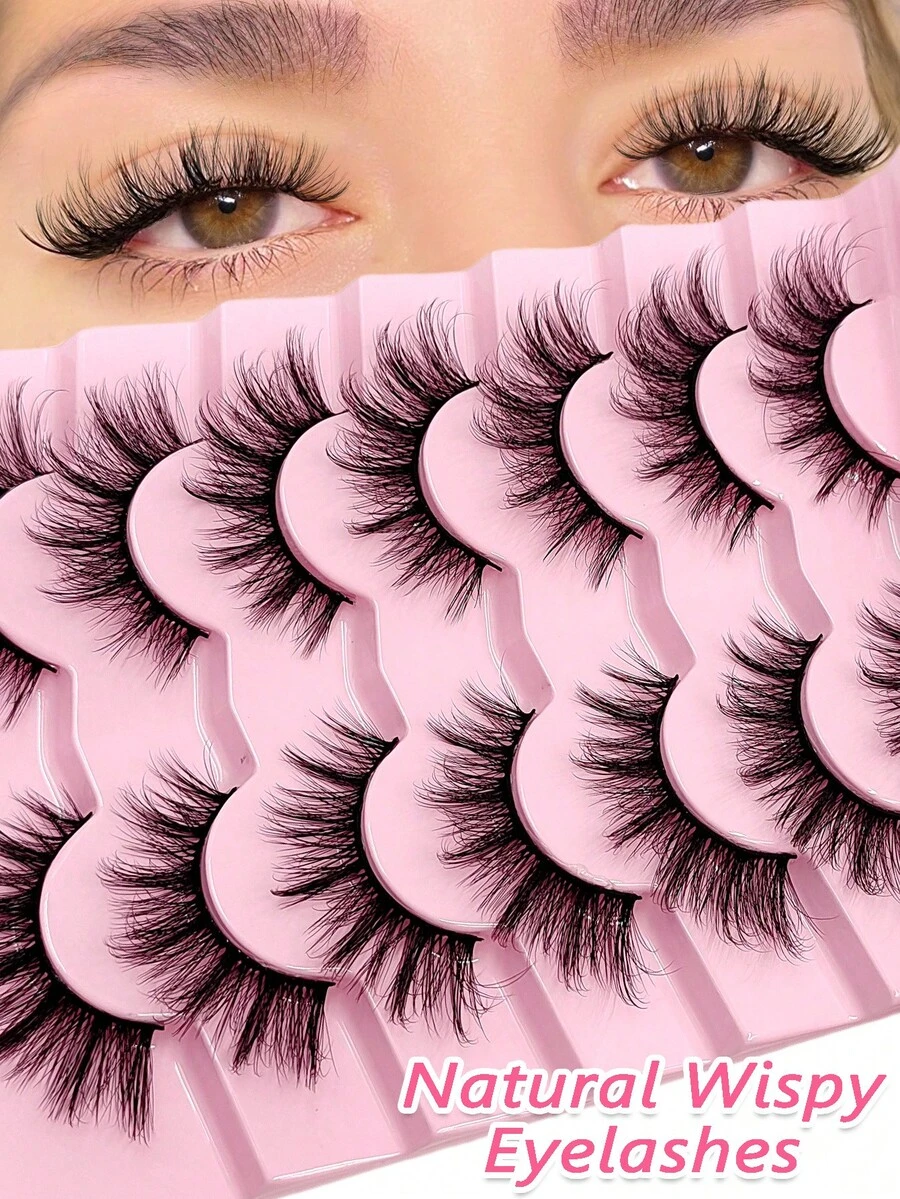 Asiteo 7/14/21 Pairs Cat Eye 3D Natural Wispy Look, Soft Band Faux Mink Lashes Fluffy Daily False Eyelash Extension For Vacation Or Appointment - Fluffy Lashes - View 1