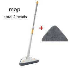 2024 Self-Wringing Triangle Extended Mop X Type Microfiber Floor Squeeze Free Hand Washing Lazy Tool Rotate Household Cleaning - cây lau nhà màu xanh dương 2 giẻ lau - Xem 9