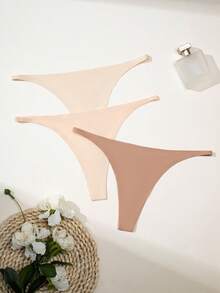 3pcs/Set Women Seamless G-String, Sexy Comfortable Invisible Thong, Fashion Skin-Tight Ultra-Thin Set, Suitable For Sports & Fitness, Gift For Valentine's Day, Mother's Day, Christmas, Halloween - Multicolor - View 3