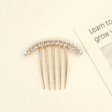 1pc Metal Rhinestone Inset Hair Comb, 5-Tooth Hair Clip For Bun, Ponytail Hair Accessory, Hair Accessories, Hair Accessories, Wedding, Combs, Side Comb