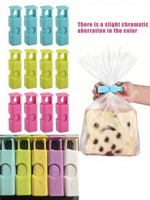 Food Sealing Bag Clips, Reusable Fresh Food Storage Tools Plastic Sealer Clamp Snack Bread Seal Bag Home Kitchen Storage Clips - Multicolor - View 3