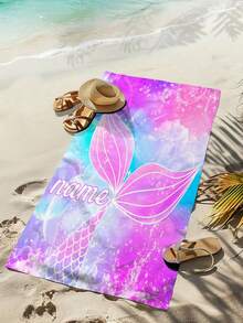 1 件个性化美人鱼尾巴沙滩巾 - 沙滩设计，超强吸水和游泳毛巾，非常适合海滩、游泳、露营和旅行，沙滩必备 | 美人鱼尾巴主题 | 涤纶毛巾，沙滩配饰，适合所有场合 - 彩色 - 查看 10