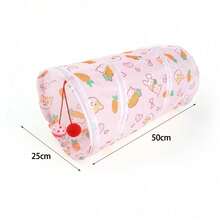 1 件猫隧道多种款式胡萝卜印花可折叠宠物猫隧道藏身帐篷适用于兔子豚鼠通道室内玩耍睡眠休息小猫小狗互动玩具拼图锻炼隐藏训练用品 - 彩色 - 查看 8