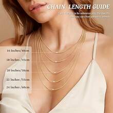 925 Silver Plated 18K Gold Simple Necklace Couple Style Box Chain Fashion Daily/Party Decoration-16/18/20/22/24/26/28/30 Inch Optional Valentine's Day Engagement Wedding Anniversary Birthday Gift Holiday Gift - Silver - View 3