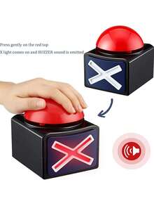 带声音蜂鸣器按钮和灯光的游戏蜂鸣器，适合家庭使用的游戏节目蜂鸣器，非常适合游戏之夜、琐事俱乐部和教室的问答游戏按钮（黑色） - 彩色 - 查看 8