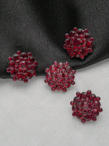 3pcs/Set Double-Layered Rhinestone Flower Shaped Metal Buttons, DIY Clothing & Accessories Decorative Sewing Buttons For Cardigan, Coat, Jacket, Suit, Hat, Gift Box, Bouquets - White - View 29
