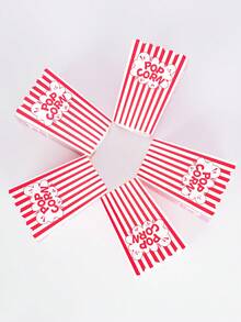 10pcs/20pcs/50pcs Movie Night Popcorn Paper Boxes, Retro Party Design Red & White Striped Vintage Carnival Pattern Mini Popcorn Boxes, Paper Popcorn Containers Suitable For Christmas Party - Red and White - View 5