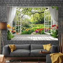 Phông nền vườn, thích hợp làm biểu ngữ hoa cửa sổ màu trắng cho đám cưới, sinh nhật và lễ kỷ niệm. Trang trí tiệc nhiều mục đích không cần dùng điện. - Nhiều màu - Xem 3