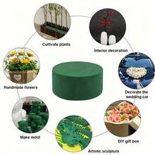 2/3/6pcs 花泥块 - 绿色花泥海绵，适用于各种鲜花和人造花，家居、婚礼、派对、酒店和花店DIY工艺塑料花泥，干湿两用，圆形可切割花泥砖 - 綠色 - 查看 3