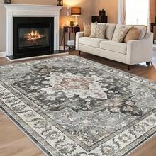 A Large Area Rug, An Affordable Lightweight And Portable Option Featuring Personalized Gray Bohemian Patterns. This Luxurious Area Rug Complements Various Home Decoration Styles, Is Premium Machine-Washable, And Crafted With High-Density Material With Non-Slip Bottom Granules For Fade Resistance. Back To School Entryway Decor Bathroom Kitchen Decor - Multicolor - View 6