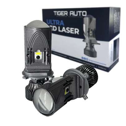 Par Farol Ultra Led Lampada H4 Projetor Laser 6500k Forte 10000LM 60W 6500K 12V/24V