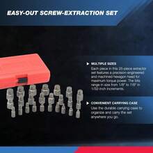 NEIKO 04204A Hex-Head Multispline Screw And Bolt Extractor Set, Easy-Out Screw Extraction, Broken Bolt Remover, Stripped Fastener Tool, 1/8 Inch To 7/8 Inch In 1/32-Inch Increments, CrMo, 25 Pieces - 25 Pieces - View 3