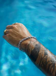 1pc Men's Thick Gold Tone Bracelet, Stainless Steel Daily Casual Simple & Elegant Jewelry Accessory, Waterproof