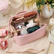 1pc Personalized Makeup Bag,Travel Makeup Bag For Women,Custom Leather Cosmetic Bag,Wedding Gifts,Large Capacity Storage Organizer,Bridesmaid Gift,Birthday Gift,Mother's Day Gift