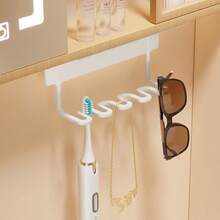 Estante de almacenamiento multifuncional, gabinete con espejo, soporte para cepillo de dientes, vaso de enjuague, vaso para cepillo de dientes montado en la pared, organizador de drenaje con estante colgante