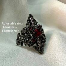 1pc Gothic Cross Ring, Medieval Punk Open Adjustable Black Ring, Motorcycle Club Jewelry Accessory Gift - Ring - View 3