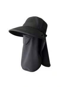 1pc Unisex Anti-UV Sun Protection Sun Hat With Neck Cover, Breathable Fishing, Hiking, Outdoor Hat, Windproof Wide Brim, Spring/Summer