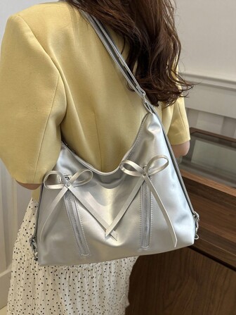 女士 PU 皮革单肩包，时尚百搭斜挎包和托特包