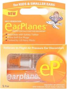 Tapones para los oídos originales EarPlanes de Cirrus Healthcare para niños, protección auditiva para viajar en avión, paquete de 3 pares con valor adicional - 1 par reutilizable - Ver 1