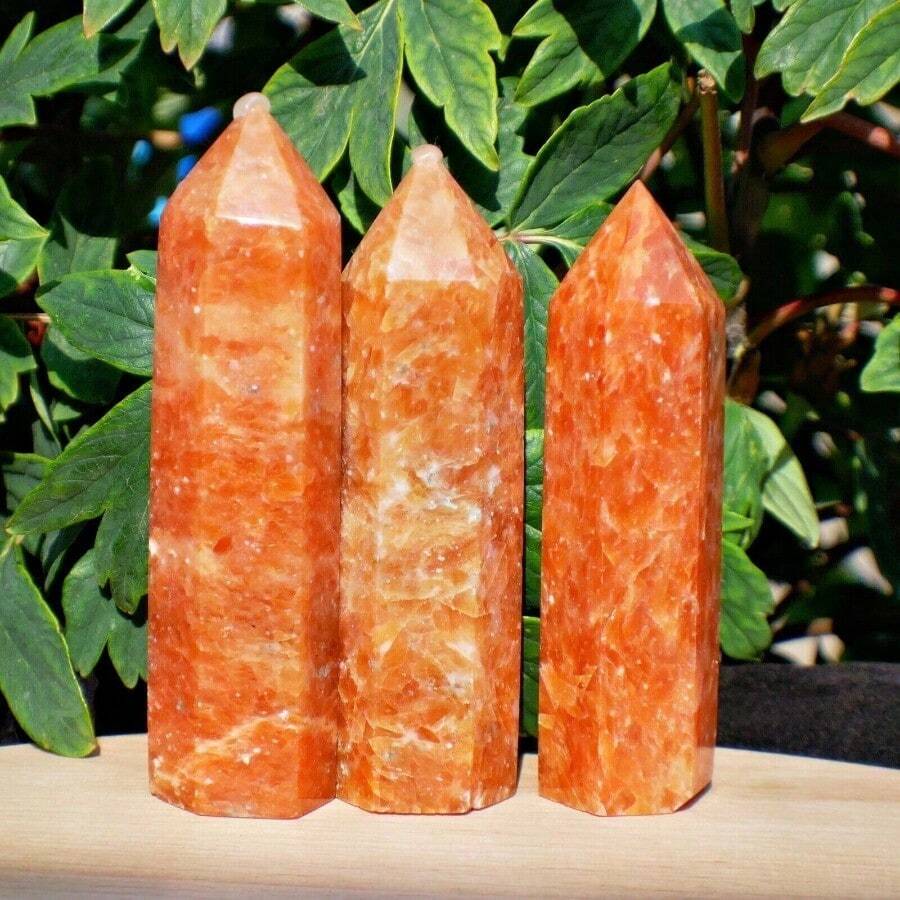 Natural Sunstone Healing Meditation Crystal Tower Point Wand Reiki Obelisk Gift - 如圖 - 查看 1