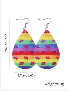 1 Paar Vintage Pride Month bunte gestreifte Herz bemalte Hänge-Ohrringe, Pride Month Geschenkartikel, LGBT Party, Parade, Festtags-Schmuckgeschenk aus Polyurethan, zweiseitig