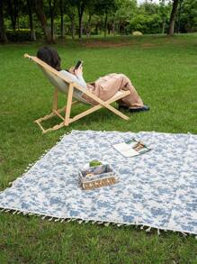 1 Stück Picknickdecke mit Blumendruck, multicolor, tragbare Outdoor Campingmatte für Strand, Camping, Wandern, Familien Konzerte