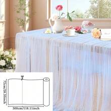 Șervețel de masă din tul alb cu perle, 1 bucată, țesătură din dantelă cu perle pentru arcadă de nuntă, fundal de petrecere, decor de masă, piesă centrală de masă, cadouri pentru ziua de naștere, absolvire, decorațiuni pentru petrecere, burlăcițe, vară, plajă, înapoi la școală, rechizite școlare, decor de cameră