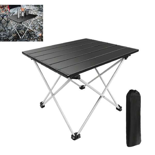 Lucn Kleiner klappbarer Campingtisch, tragbarer Picknick-Klapptisch, leichter Aluminium-Rolltisch für den Außenbereich, kompakter zusammenklappbarer Beistelltisch, für Strand, Wandern, Angeln, Camping, Urlaub, Ferien, Ausflüge, Outdoor-Aktivitäten usw., 40 * 34,5 * 31,5 cm