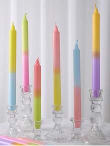 2 Packs Tall Taper Candles - 7.87 Inch Two-Tone Dripless, Unscented Dinner Candle - With Wicks - 5 Hour Burn Time,Candles,Pink Candle,Wedding Decor,Wedding,Gifts,Birthday Gifts,Home Decor,Room Decor,Teacher Gifts - Multicolor - View 2