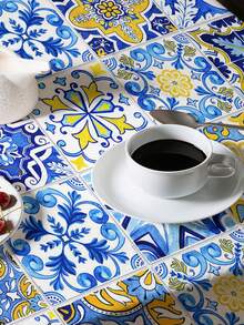 1pc Bohemian Mandala Printed Tablecloth, Modern Polyester Rectangle/Round Waterproof Tablecloth, Digital Print Suitable For Living Room, Home Use, Outdoor Dining, Small Round Table - Multicolor - View 12