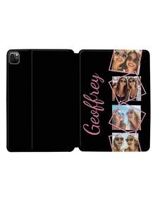 1 Personalized Custom Family Couples Parents Kids Pets Friends Photo Pattern Name Quad Split Text Scratch-Resistant White Tablet Protective Case Compatible With IPad Air 11-In.(M2)-2024/IPad Air 13-In.(M2)-2024/IPad Pro 11-In.(M4)-2024/IPad Pro 13-In.(M4)-2024/IPad Pro 12.9 (2017) And Other Models