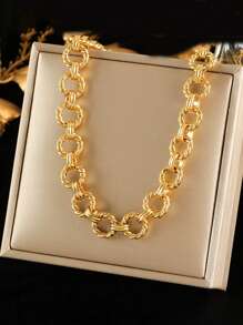 1pc Stainless Steel Knotted Geometric Fashion Personalized Hiphop Necklace For Women, Suitable For Gifts