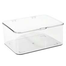 1 hộp đựng mỹ phẩm, hộp đựng khẩu trang trong tủ lạnh, hộp đựng đồ chăm sóc da có nắp chống bụi, chống thấm nước, hộp đựng nước hoa, thích hợp để bảo quản trong tủ lạnh, đựng phụ kiện & kẹp tóc, sắp xếp dụng cụ nhà bếp, giá trưng bày đồ dùng học tập - Trong sáng - Xem 9