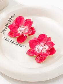 1 Par de Brincos com Design de Recife, Esmaltados e Pintados à Mão com Flores, Brincos Florais Femininos, Joias Adequadas para Férias, Uso Diário e Festa