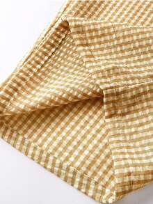 Plus Size Lemon Print T-Shirt And Plaid Wide Leg Pants Set - Casual Matching Set, Comfortable Autumn Outfit, Easy Women's Two Pieces Styling, Street Style, Outdoor Wear Elegant Summer - Multicolor - View 6