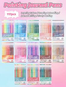 朗果经典手账本18/72/153/180色套装 每盒9支笔 大容量手账本中性笔 绘画笔 适用于办公 绘画 涂鸦 插画 美术 学生文具用品 返校 母亲节 妈妈的礼物