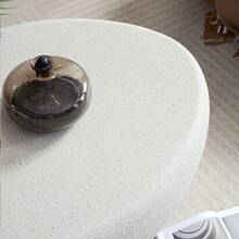 43.31" Fiberglass Elliptical Coffee Table For Living Room Vintage Table, Matte Rocks Table Front Of The Sofa, Irregular Center Table, No Need Assembly - Màu be - Xem 9