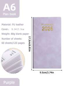 2026 A6 English Weekly Planning Notebook PU Leather Mini Portable Diary List Tasks, Expense Tracking And Organizing Meals School Supplies,School Supplies,Back To School