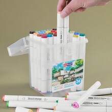 36pcs/24pcs/12pcs Washable Soft Tip Alcohol Based Marker Pens, Children Art Drawing & Design Colored Marker Set,School Supplies,Back To School - Multicolor - View 3