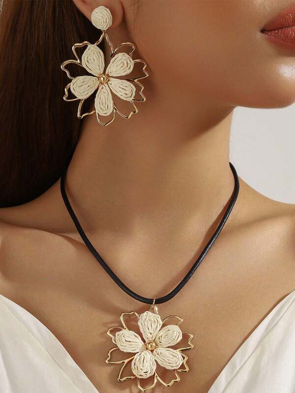 Fashion Gardenia Flower Earrings, Artsy Woven Floral Earrings, Metal Petal Shaped, Minimalist Stylish Ear Accessories