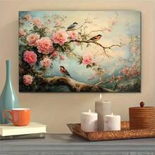 2d Flat,1pc Canvas Art Print,A Magnificent Oil Painting Depicting Traditional Chinese Flower-And-Bird Designs,Wood Framed Painting (1) Thickness 2.5 Cm/ 1 Inch-Home Decoration For All Occasions,Ideal New Year, Valentine's Day,Thanksgiving,Easter,Christmas Gift,Room Decoration Aesthetic,Wall Decoration Art,Perfect Gift,Autumn And Winter Wall Decoration,Living Room Decoration, Bedroom Decoration, Kitchen Decoration, Entry Decoration, Bathroom Decoration, Direct Wall Painting, High Quality Wall Painting Poster,Modern Home Decoration Stretched And Framed Ready To Hang - Noir - Voir 11
