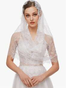 面纱拉丁弥撒耳机西班牙风格蕾丝传统复古灵感无限形状白色