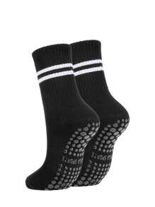 3 paires de chaussettes antidérapantes pour le Pilates, chaussettes antidérapantes pour femme pour le Pilates, chaussettes adhérentes pour le Pilates, chaussettes à grip pour le yoga, noir, blanc, rose, sport